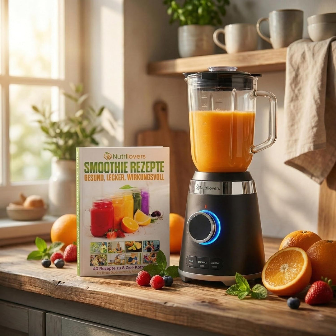 Nutrilovers Standmixer Glas NUTRI-BLENDER GLAS Edelstahl Standmixer mit Glasbehälter Hochleistung 13