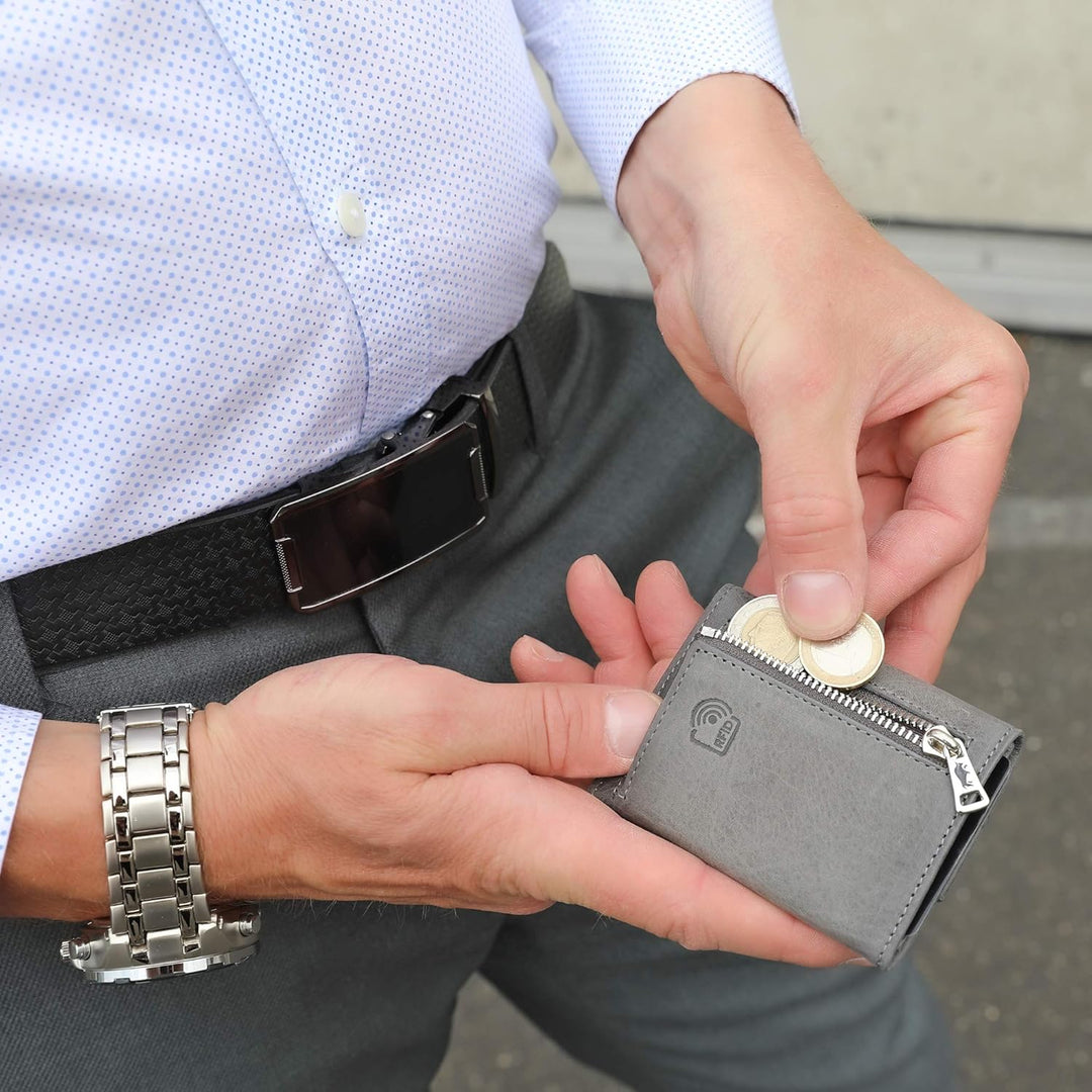 NEU: SOLO PELLE® Slim Wallet mit Münzfach [12 Karten] Slimwallet Riga [RFID-Schutz] Kartenetui mit M