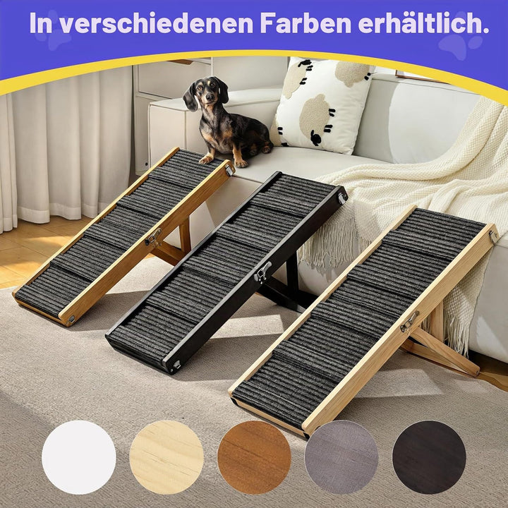 2025 Upgraded Hund Rampe für Couch, Faltbare Hölzerne Kleine Hund Rampe für Bett, 4 Einstellbare Höh