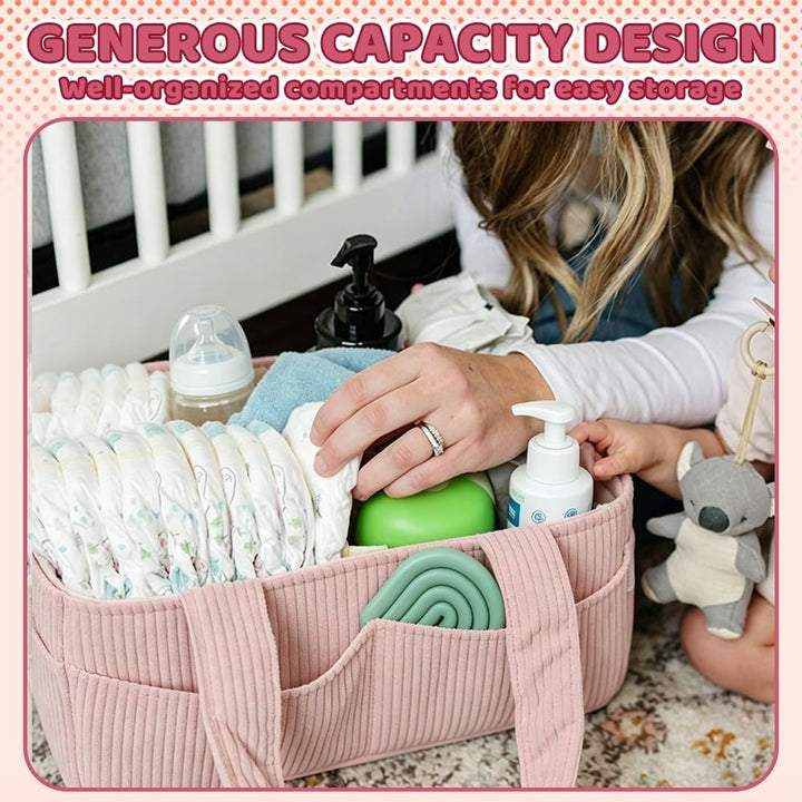 Wickeltasche Organizer, Tragbarer Wickelkorb mit Fächern & Griffen, Large Wickel Organizer, Diaper C