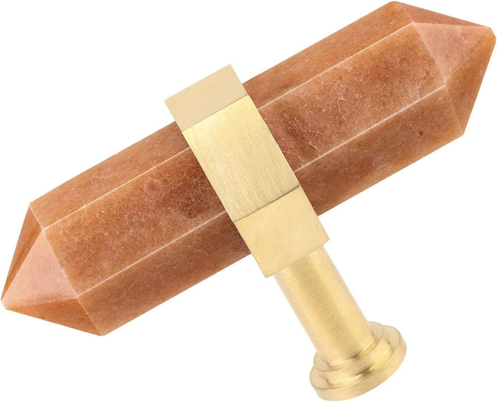mookaitedecor Satz von 2 Roter Aventurin Sechseck Double Kristall Punkte Schublade Knöpfe mit Schrau