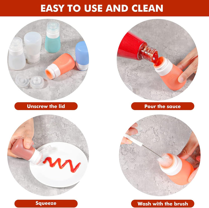 webake Salatdressing Flasche Silikon 5 Stück 55 ml Tragbar Salatdressing Shaker Behälter Quetschflas