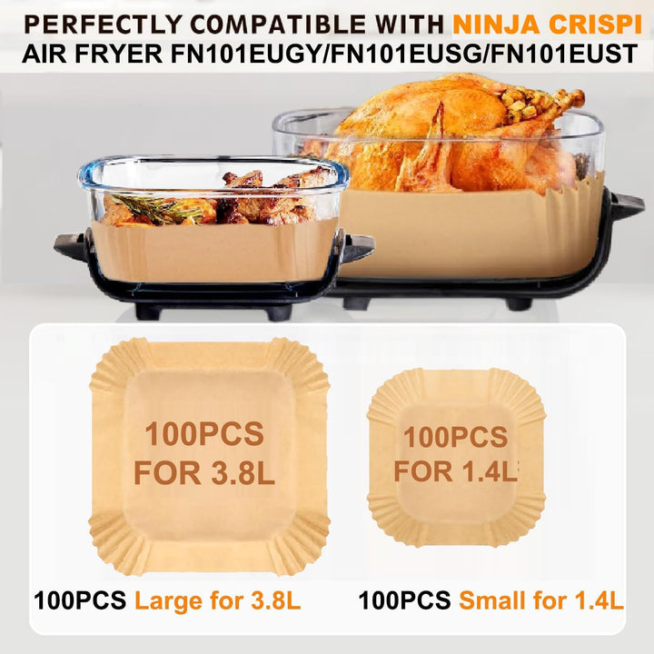 200 Stück Heissluftfritteuse Backpapier für Ninja CRISPi Tragbare Airfryer FN101EUGY, Backpapier für