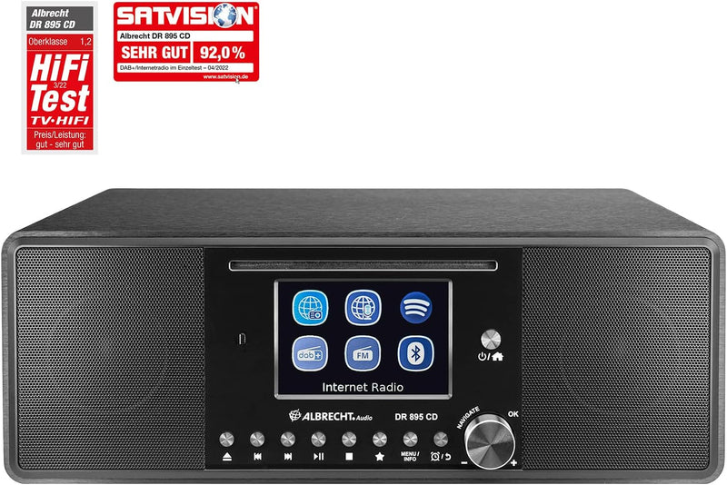 Albrecht DR 895 CD Kompaktanlage, DAB+/UKW/Internet/CD, 27895, Schwarz, mit 4" Farbdisplay, Stereo M