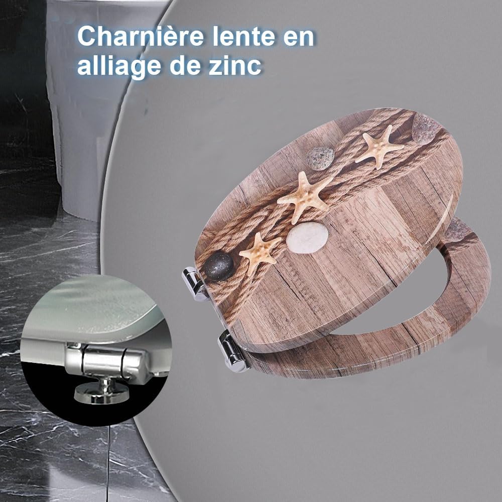 SAINOS MDF Toilettendeckel Mit Absenkautomatik O-förmiger Toilettensitz Mit Verstellbaren Scharniere