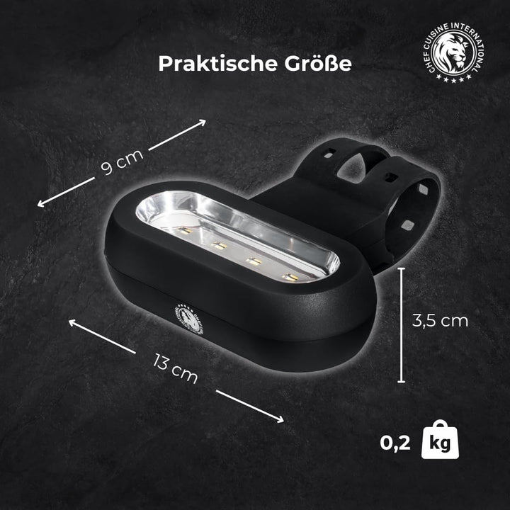 CHEF CUISINE Grill Licht LED – Grill Beleuchtung mit drei Helligkeitsstufen, batteriebetriebene Kuns