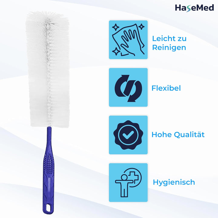 HaseMed Urinflaschenbürste 10 Stück – Reinigungsbürste für Urinflaschen, 37cm Länge – Aus robustem P