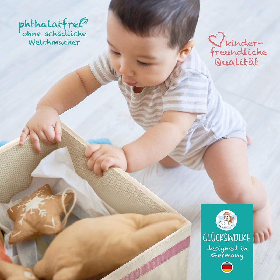 GLÜCKSWOLKE Kinder Aufbewahrungsbox - 15 Motive I Spielzeugkiste mit Deckel für Kinderzimmer I Spiel
