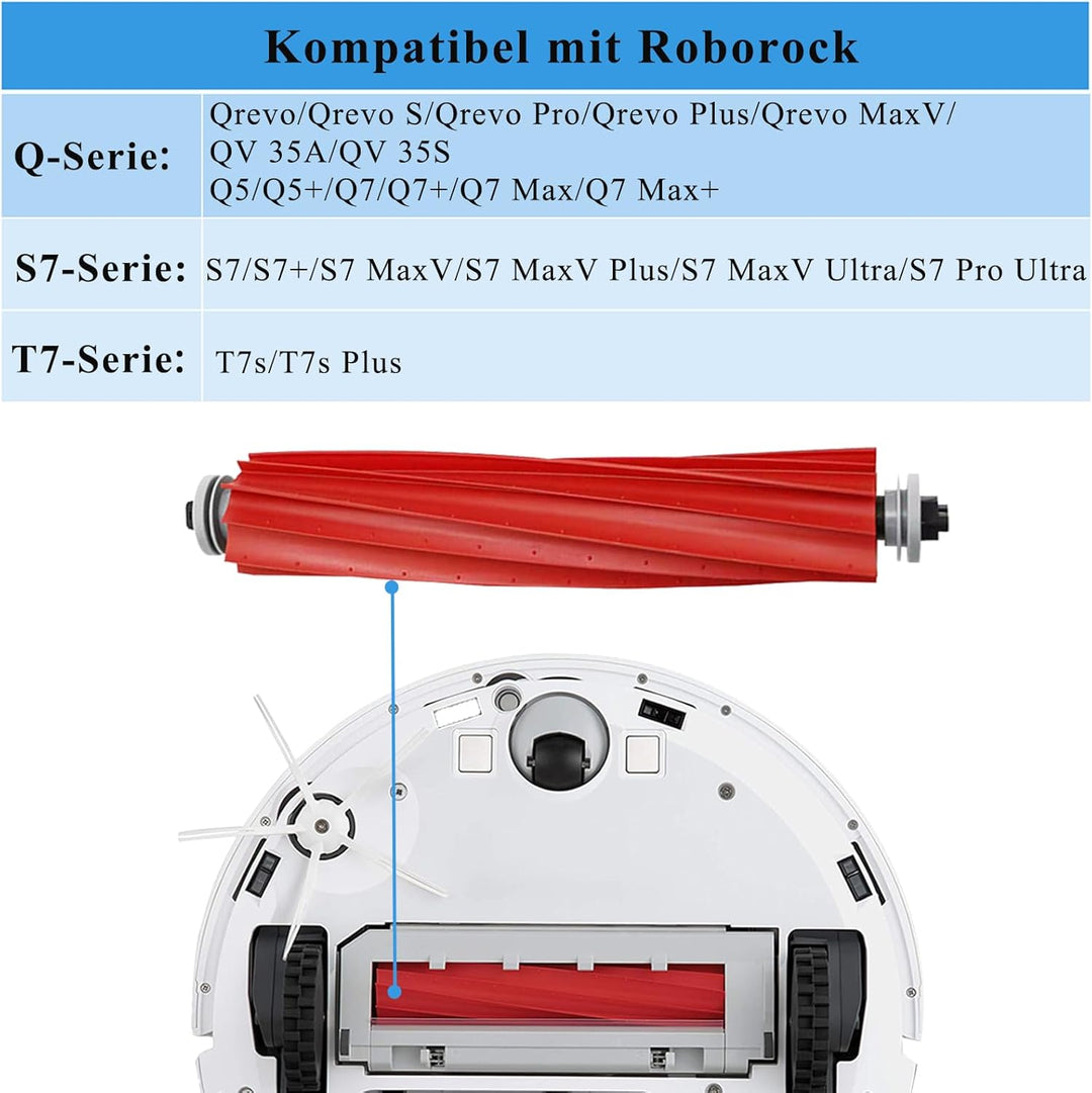 4 Stück Hauptbürste für Roborock Qrevo/Qrevo S/QV 35A/QV 35S/Qrevo Pro/Qrevo Plus/Qrevo MaxV/S7 /S7