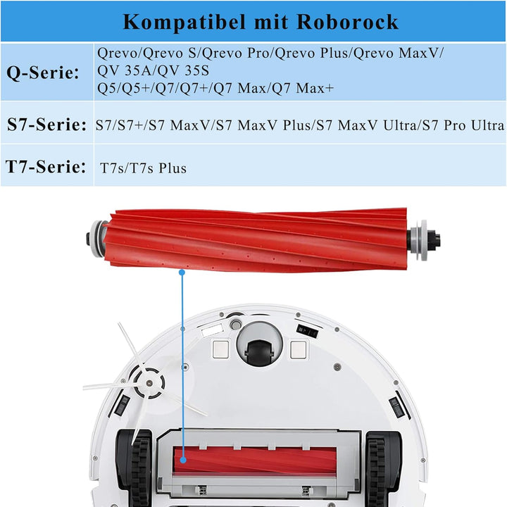 4 Stück Hauptbürste für Roborock Qrevo/Qrevo S/QV 35A/QV 35S/Qrevo Pro/Qrevo Plus/Qrevo MaxV/S7 /S7
