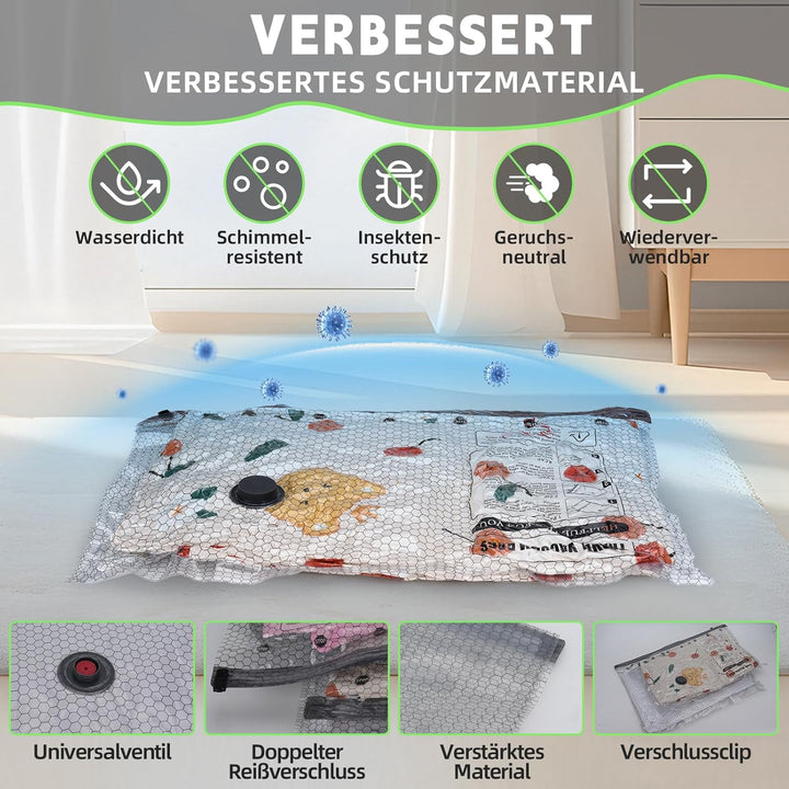 Vakuumbeutel für Kleidung mit Elektrischer Luftpumpe, 9 Stück Vacuum Bags (3x 40x50cm, 3x 40x60cm, 3
