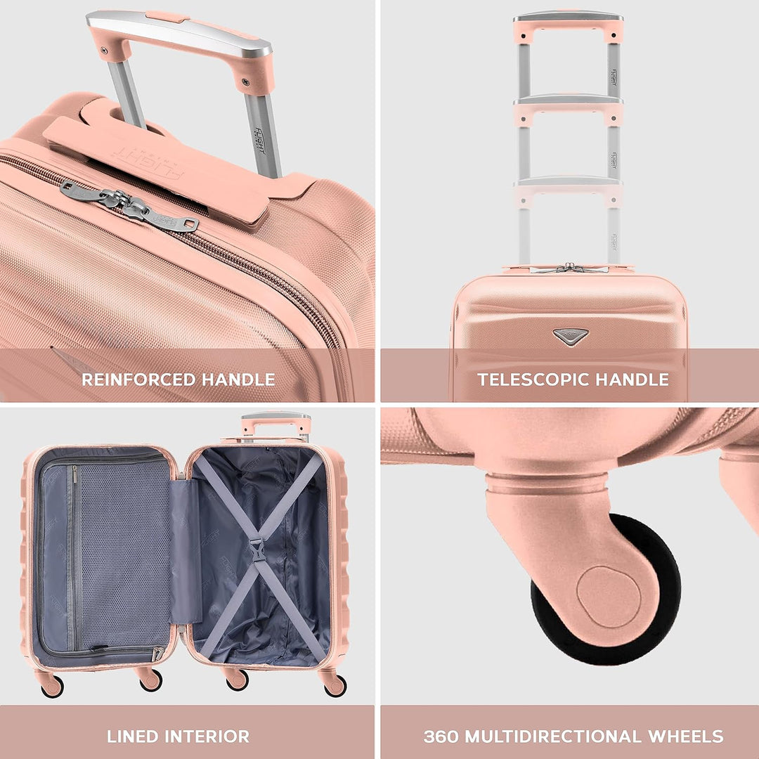 Flight Knight Suitcase Set of 2 Lightweight 4 Wheel ABS Hard Case Carry On Hand Luggage Approved for