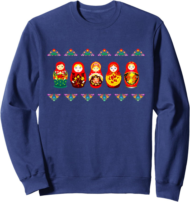 Russische Matrjoschka Babushka Blumen Nistende Puppen Sweatshirt