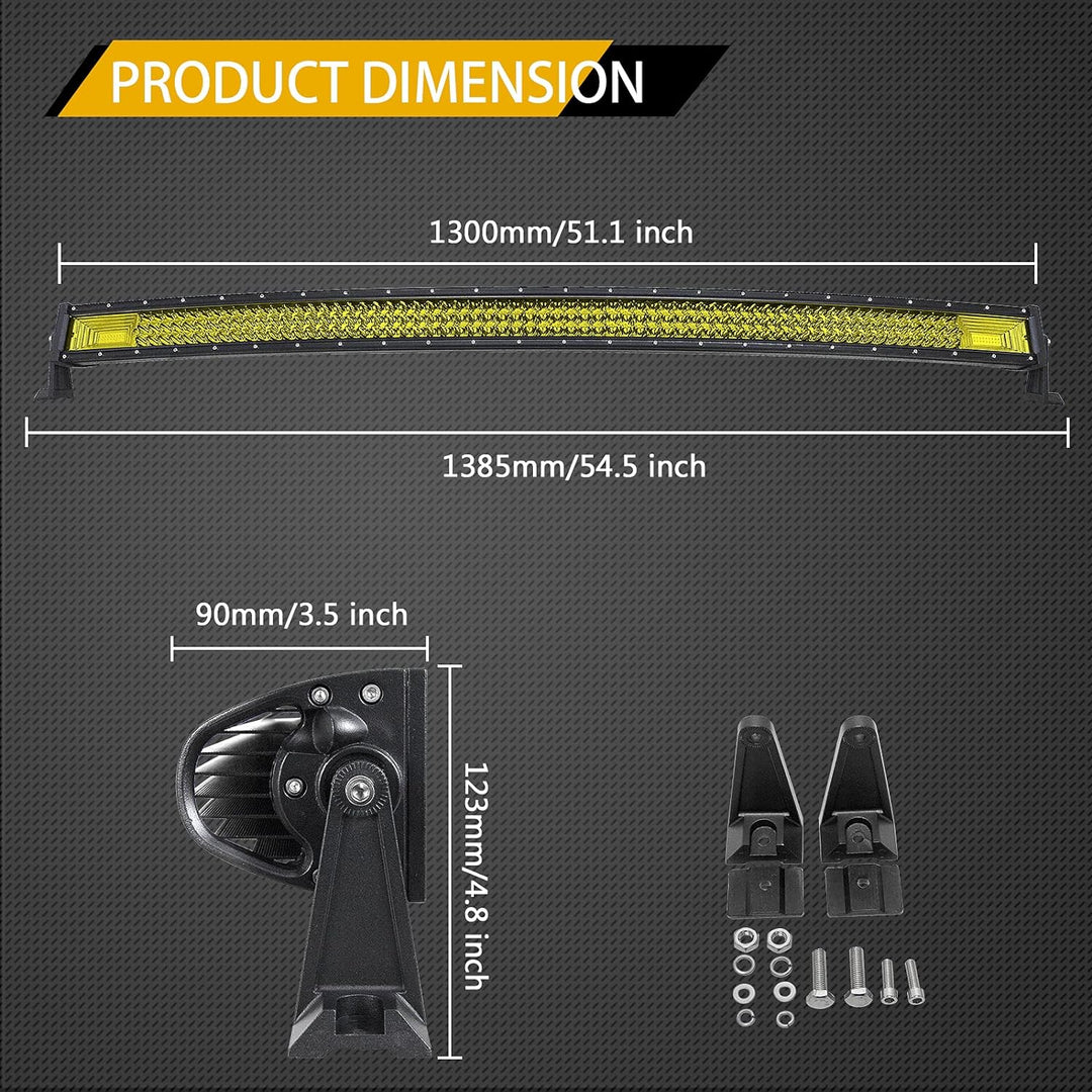 AUXTINGS 106cm 540w gekrümmt dreireihige gelbe led Light bar flutpunkt Fahrlicht Off strassenbeleuch