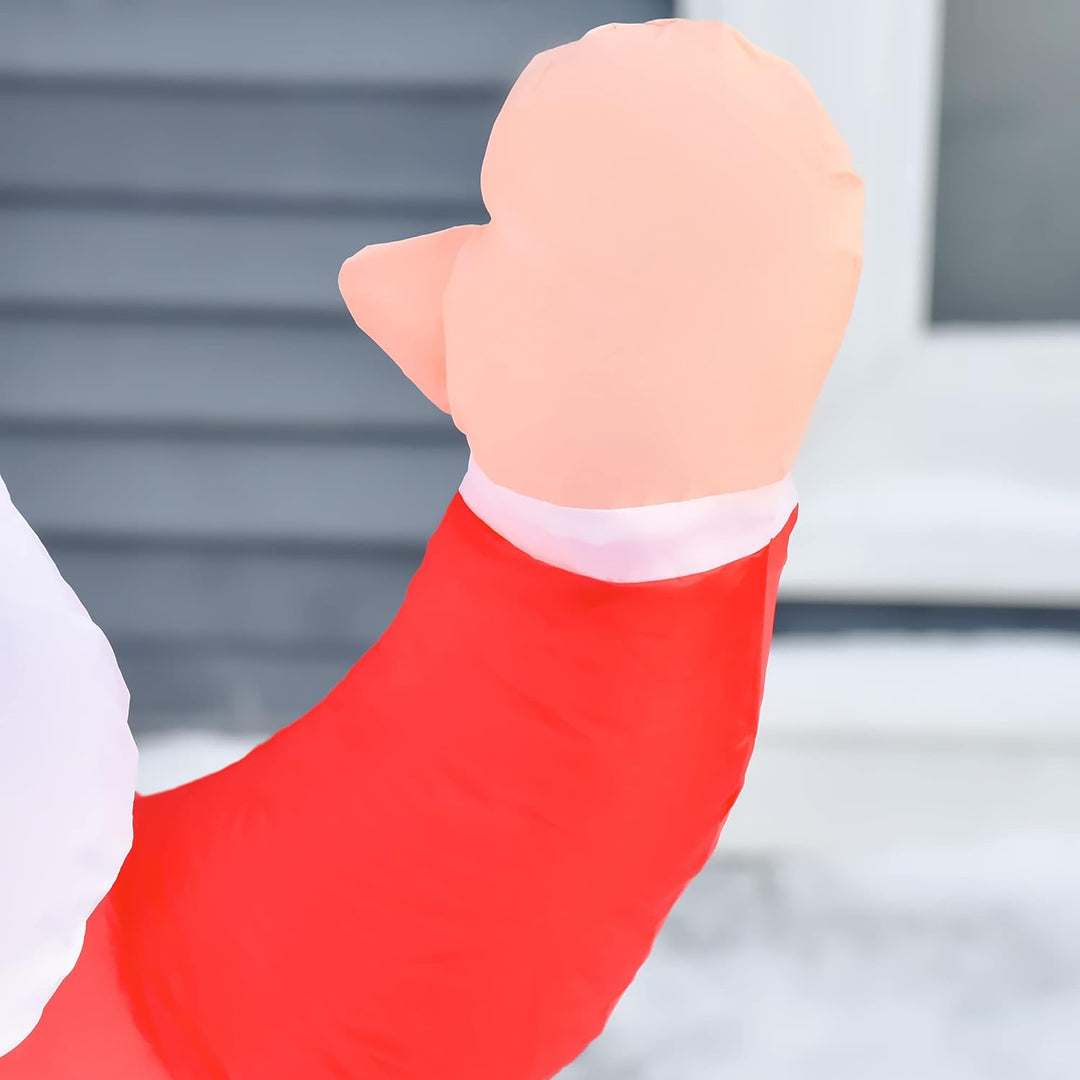 HOMCOM Selbstaufblasbarer Weihnachtsmann Weihnachtsdekoration LED mit Geschenk Gebläse Rot L70 x B50