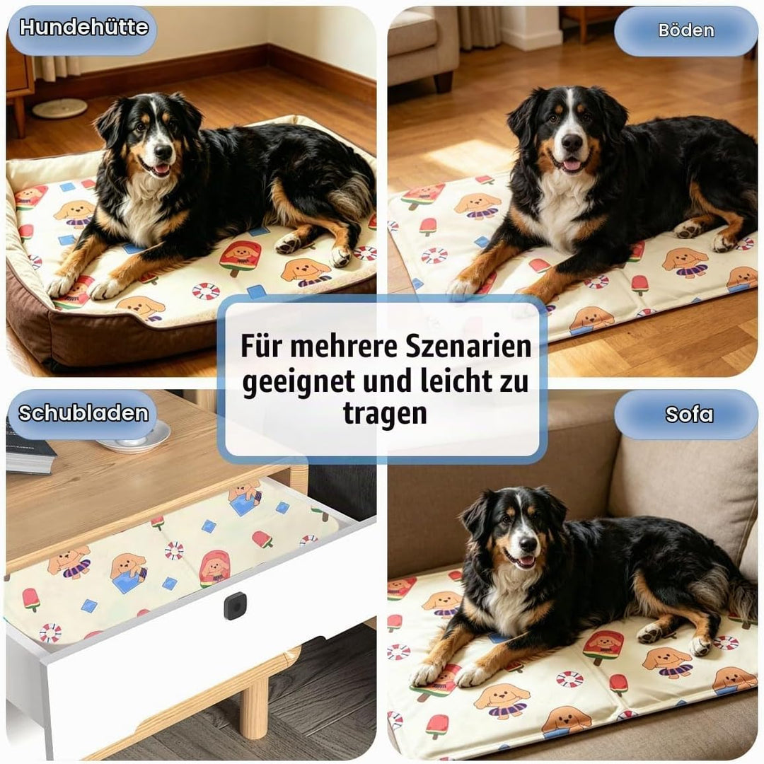 Kühlmatte Hund Katze Selbstfüllend 60×90cm,XL Kühldecke Hund Mit Ungiftigem Dünnes Gel,Faltbar leich