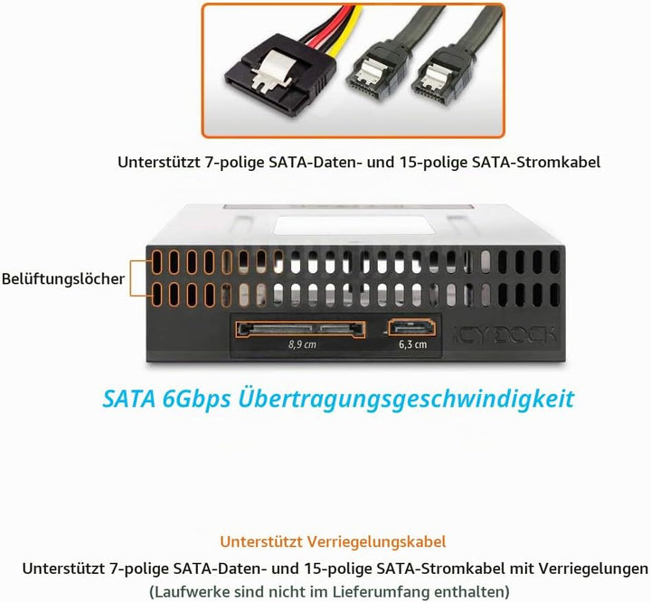 ICY DOCK flexiDOCK MB795SP-B - Dock trägerlos für 1x 2,5 Zoll und 1x 3,5 Zoll SATA/SAS SSD/HDD 1x 2,