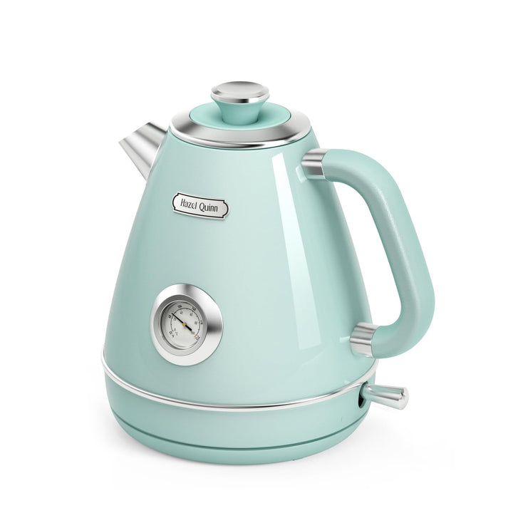Hazel Quinn Elektrischer Wasserkocher Edelstahl, BPA-frei, Temperaturanzeige, Retro Design, Automati