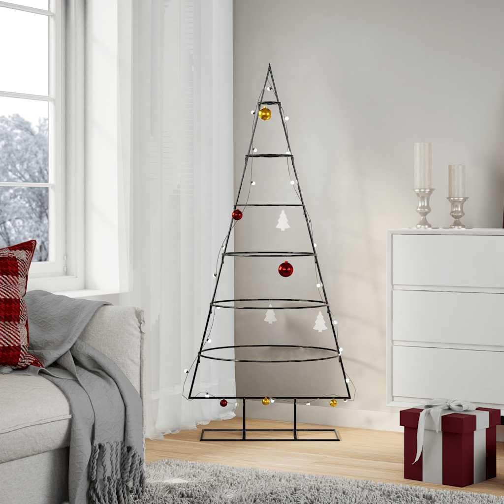 vidaXL Metall-Weihnachtsbaum für Dekorationen Schwarz 150 cm, Weihnachtsbaum, Metallbaum, Tannenbaum