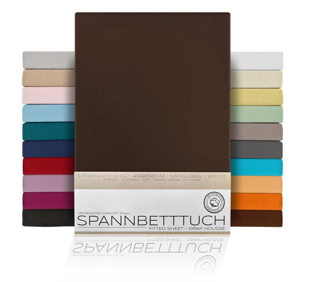 BEAUTEX Spannbetttuch Bettlaken aus Baumwolle, Premium Jersey Stoff 160g/m², Grösse und Farbe wählba
