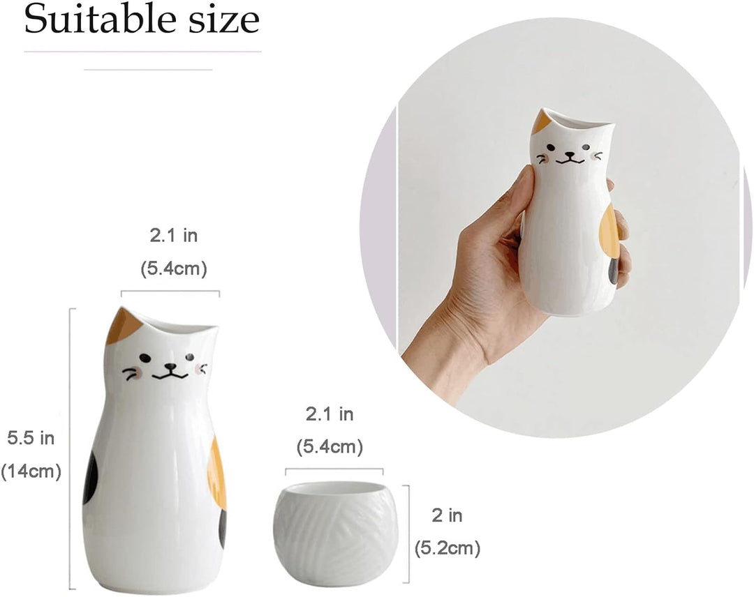 Japanische Keramik Sake Set,Calico Katzen Sake Becher Flasche,2 Sake Tasse, one Sake Topf,Weinflasch