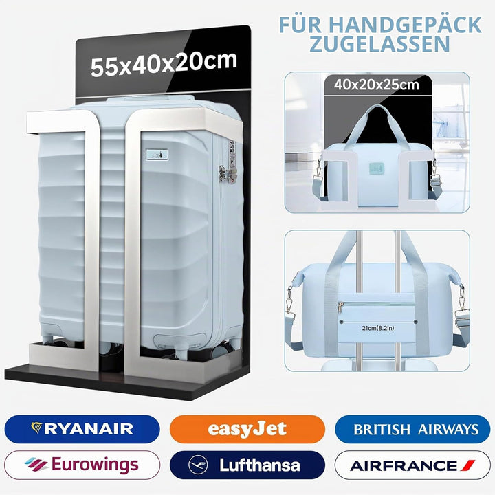 Sea choice Koffer Handgepäck 55cm Hartschalenkoffer 100% ABS Reisekoffer 1 Reisetasche und mit Kultu