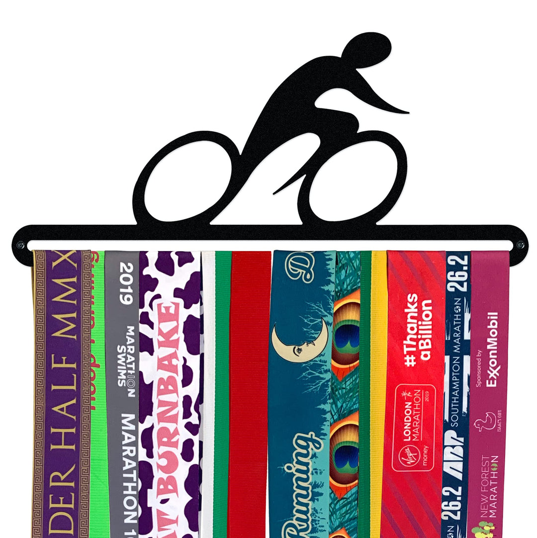 Medaillen-Aufhänger "Cycling Rider", gebürsteter Edelstahl, hergestellt in Grossbritannien
