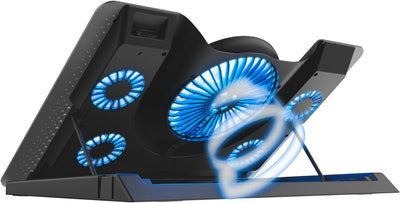 Trust Gaming Laptop Kühler GXT 1125 Quno Cooling Pad, Cooler Ständer, LED-Beleuchtung, 5 Lüftern, Ve