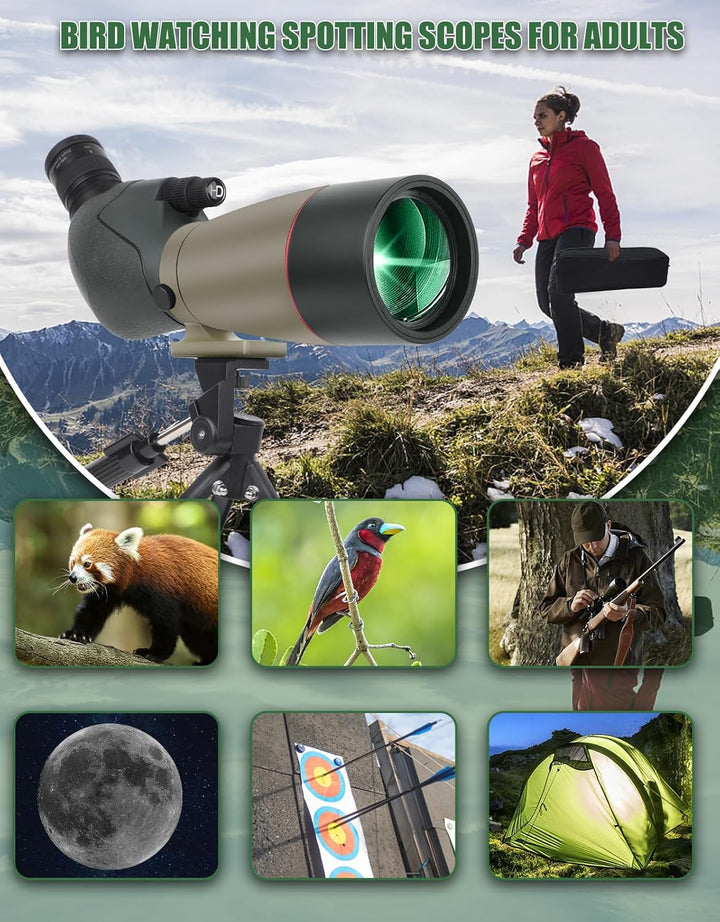 25-75x70 HD Spektiv Sportschützen mit Stativ- und Smartphone-Adapter, Zoom Bak4 Prism FMC Lens 45-Gr