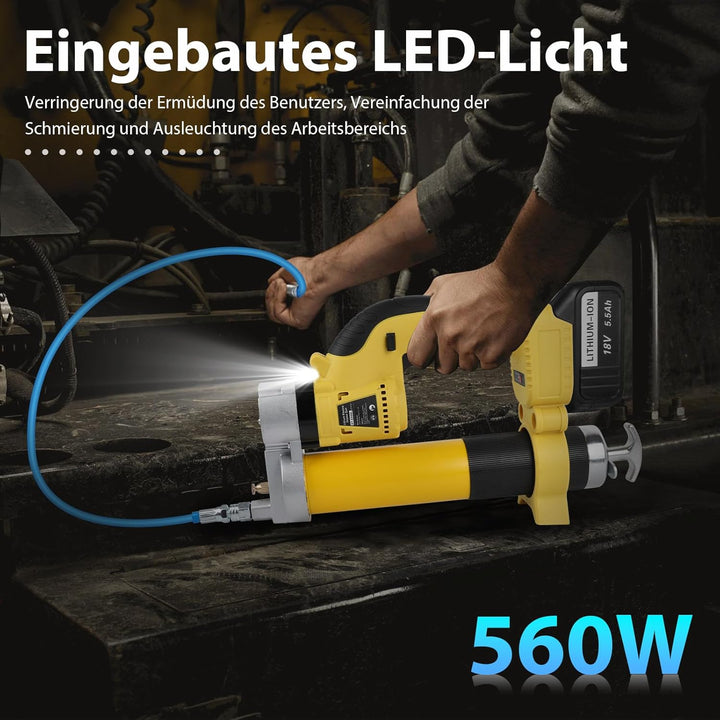 ASUNCELL Akku-Fettpresse 18V, Elektrische Fettpresse Kit mit 2 Batterien und Ladegerät, 8000 PSI Bür