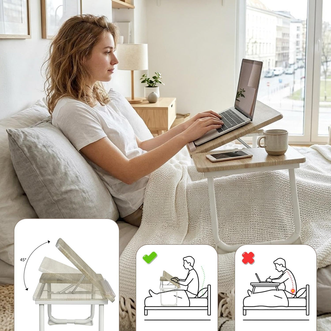 MEUBLE COSY Laptoptisch Frühstückstablett Höhenverstellbar Betttisch Laptopständer mit klappbaren Be