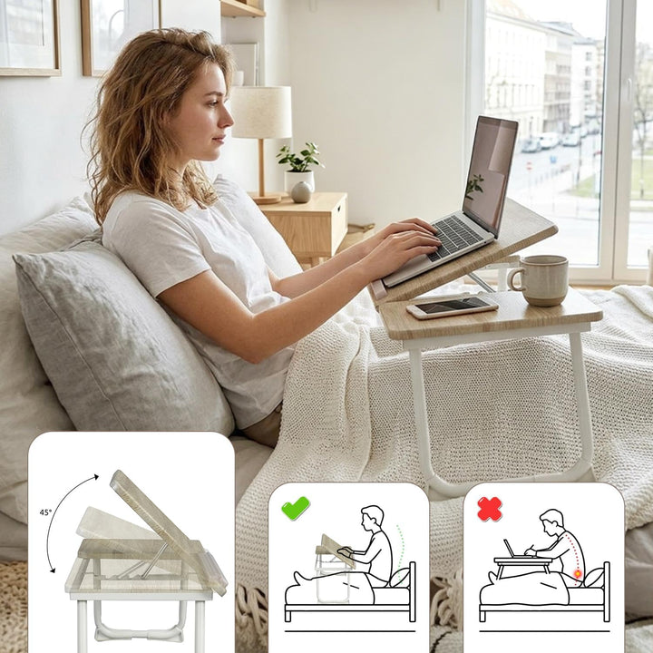 MEUBLE COSY Laptoptisch Frühstückstablett Höhenverstellbar Betttisch Laptopständer mit klappbaren Be