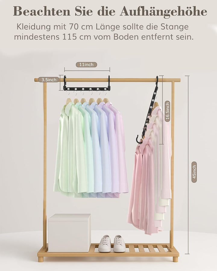 Latoxcaa platzsparende Kleiderbügel, 16 Stück Magic Hangers mit 6 Löchern & 360° Drehhaken, Stabile