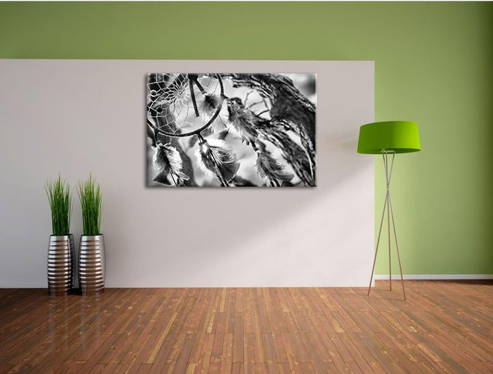 Monocrome, Traumfänger, Format: 100x70 auf Leinwand, XXL riesige Bilder fertig gerahmt mit Keilrahme