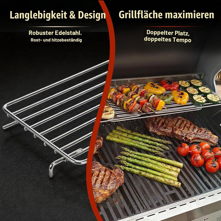 Denmay 40-94cm Universal Edelstahl Warmhalterost für Gas-/Holzpellet-/Grill-/Smoker-Grill, Verstellb