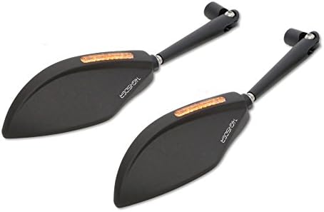 Highsider Verkleidungsspiegel TOREZZO mit LED Blinker schwarz eloxiert, Mittel