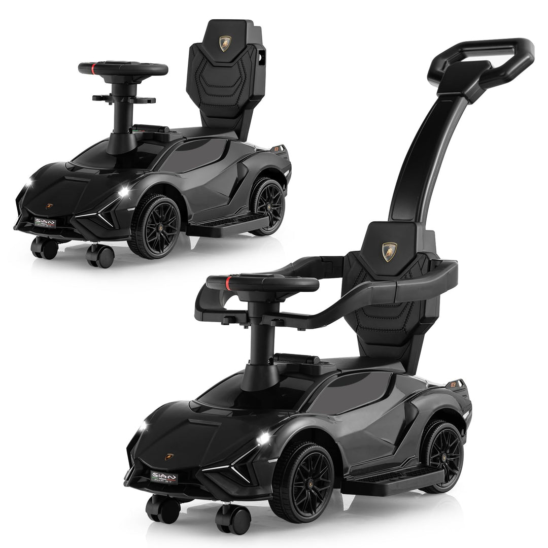 COSTWAY 3-in-1 Lamborghini Rutschauto, Schiebauto mit Scheinwerfern & Musik & Stauraum, Rutschfahrze