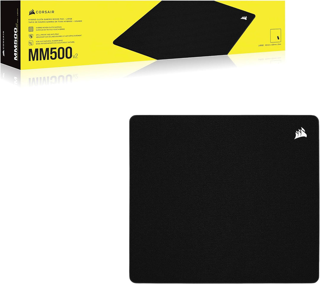 Corsair MM500 v2 Grosses Hybrid-Stoff-Mauspad für Spiele – 45cm x 40cm – Auslaufsichere Beschichtung