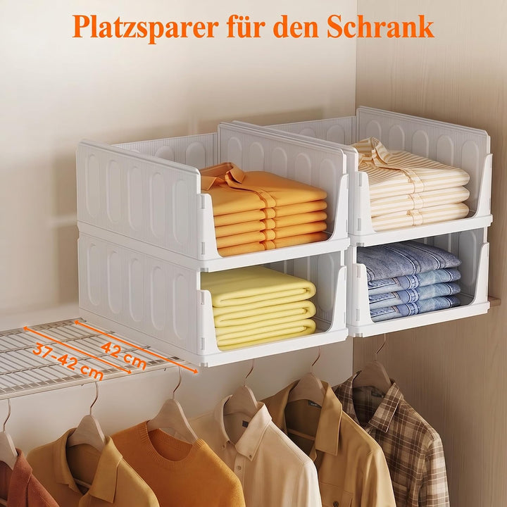 Lifewit 4er Set Stapelbare Kleiderschrank Organizer 42 cm Tief | Ausziehbar Kunststoff Ordnungssyste