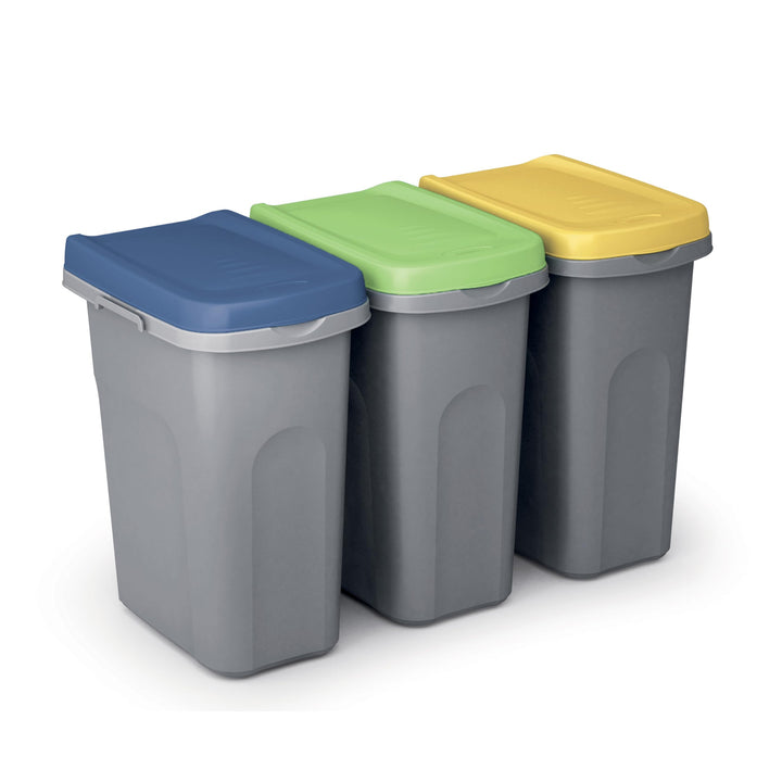Casaria® 3x Mülleimer Küche 25L mit Deckel Set Geruchsdicht Müllbeutelhalterung Kunststoff Abfalleim