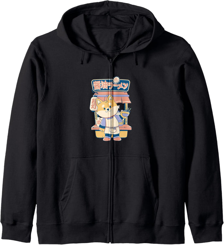 Corgi Dog with Ramen Shop Cute Japanese Kawaii Grafik Kapuzenjacke
