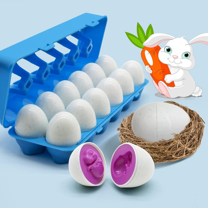 MOONTOY Dinosaurier Passende Eier Ostergeschenke 12 Pcs Farb und Formen Sortierer Montessori Spielze