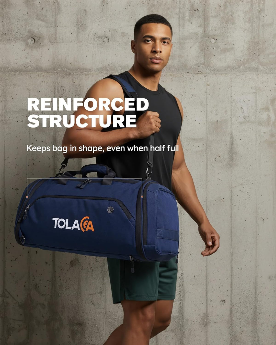 Tolaccea Sporttasche 56–70L für Herren & Damen – Erweiterbare Reisetasche mit Schuhfach & Nassfach,