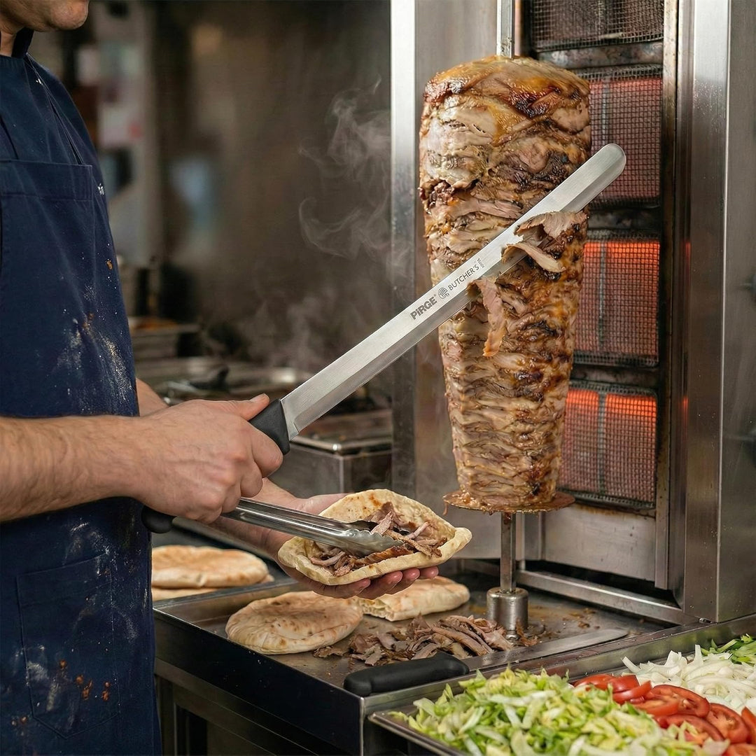 Pirge Butcher's Dönermesser Hohlschliff 50 cm Schwarz - Aufschnittmesser - Schärfstes Döner Langmess