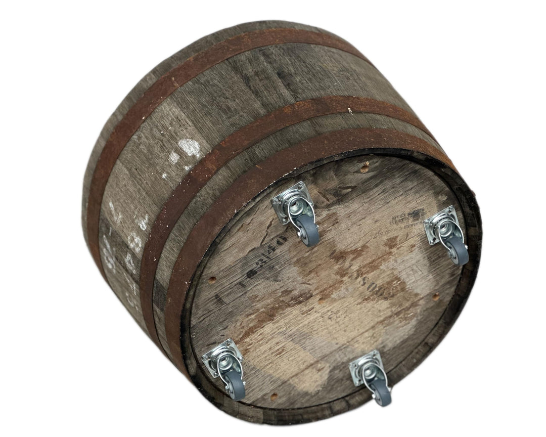 Temesso Halbes Fass aus einem original schottischen Whiskyfass (Natur - mit Ablaufbohrungen und Roll