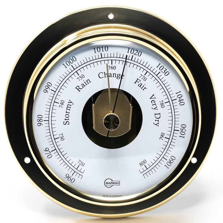 BARIGO 183MS TEMPO Innen-Barometer, Glas, Messing-Gehäuse poliert
