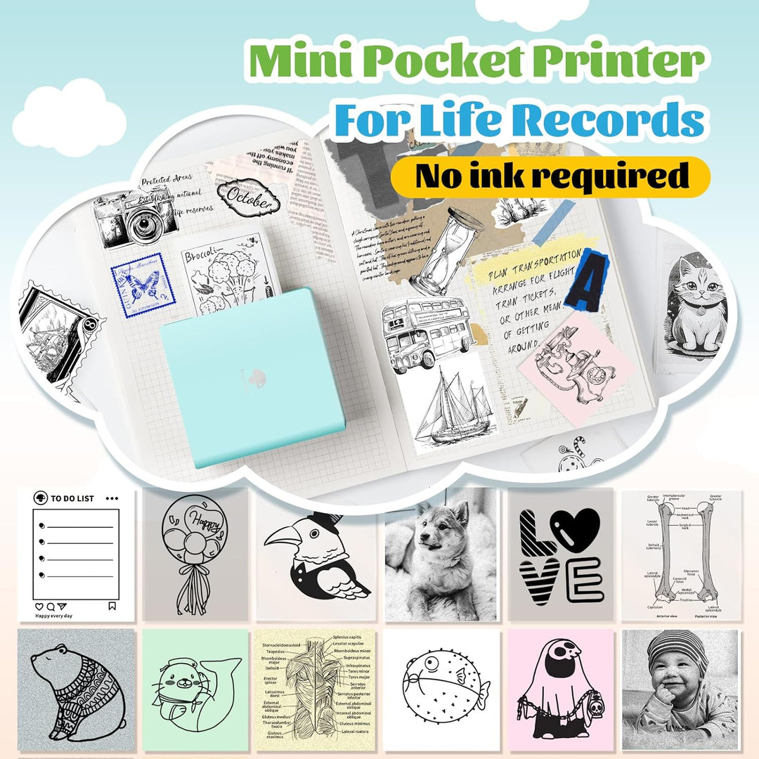 Phomemo M02 Mini Drucker,Bluetooth Taschendrucker,Aufkleber Klein Thermodrucker,Tragbarer Portable P