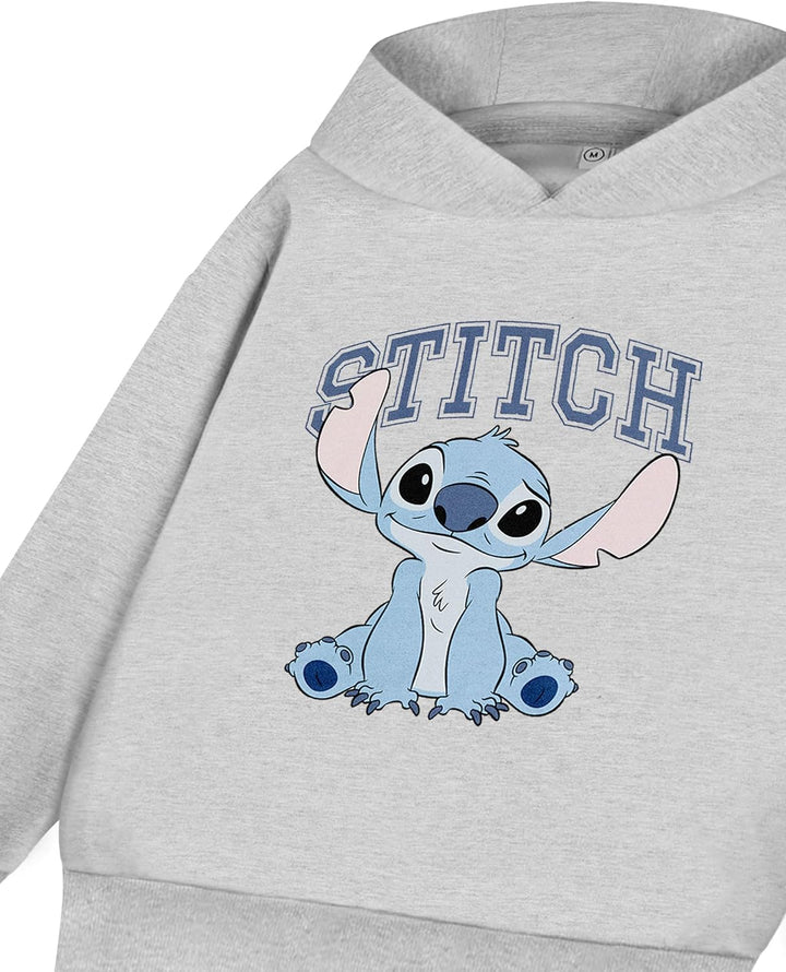 Disney Lilo &amp; Stitch Mädchen Kapuzenpullover | Stitch College Kurzarm Grafische Hoodie in Grau | Col