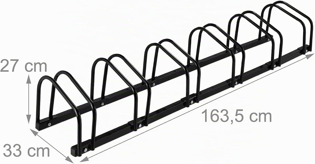 Relaxdays Fahrradständer Boden, für 6 Räder, bis 60 mm Reifenbreite, Metall, Garage, Fahrrad-Aufstel