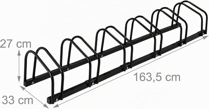 Relaxdays Fahrradständer Boden, für 6 Räder, bis 60 mm Reifenbreite, Metall, Garage, Fahrrad-Aufstel